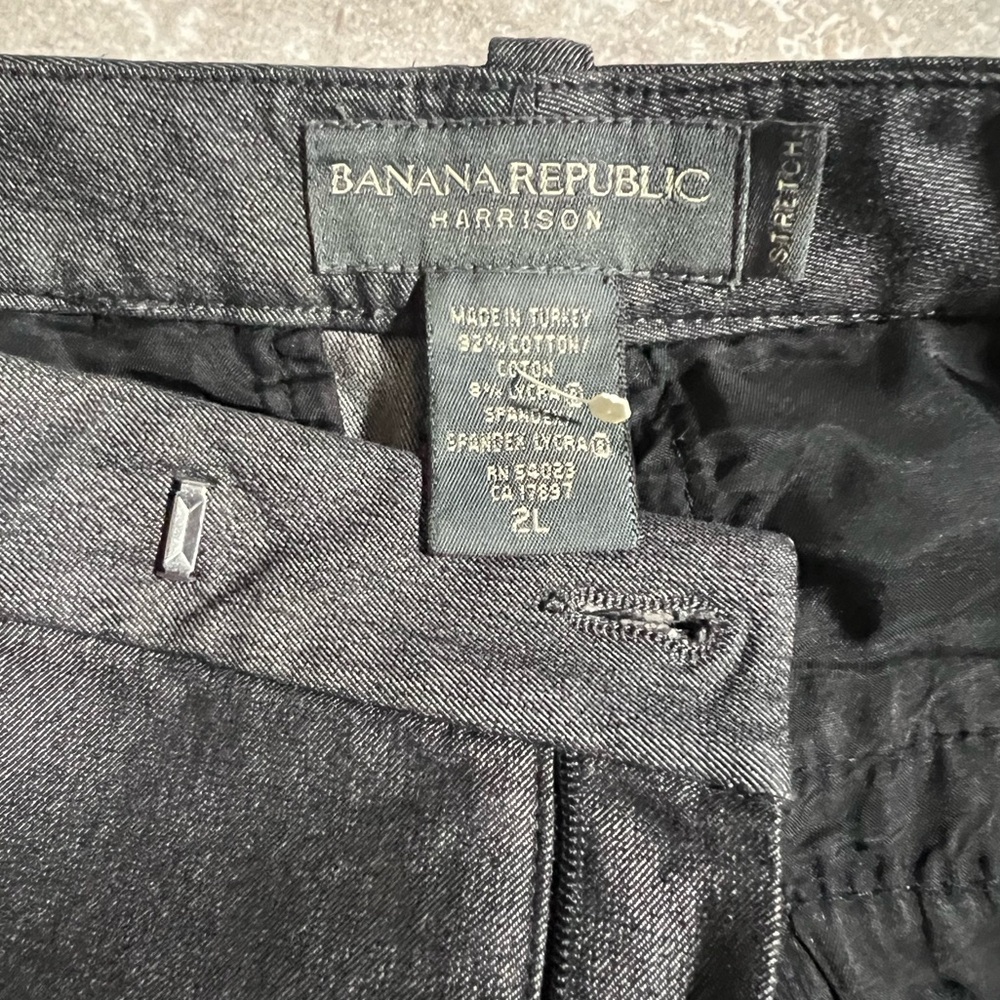 Banana Republic Charcoal Shiny Stretch Trousers